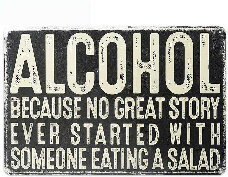 Original Vintage Design Tin Metal Wall Art Signs, Thick Tinplate Print Poster Wall Decoration for Bar (Alcohol, 8x12 Inches (20x30 CM ))-image-763527000