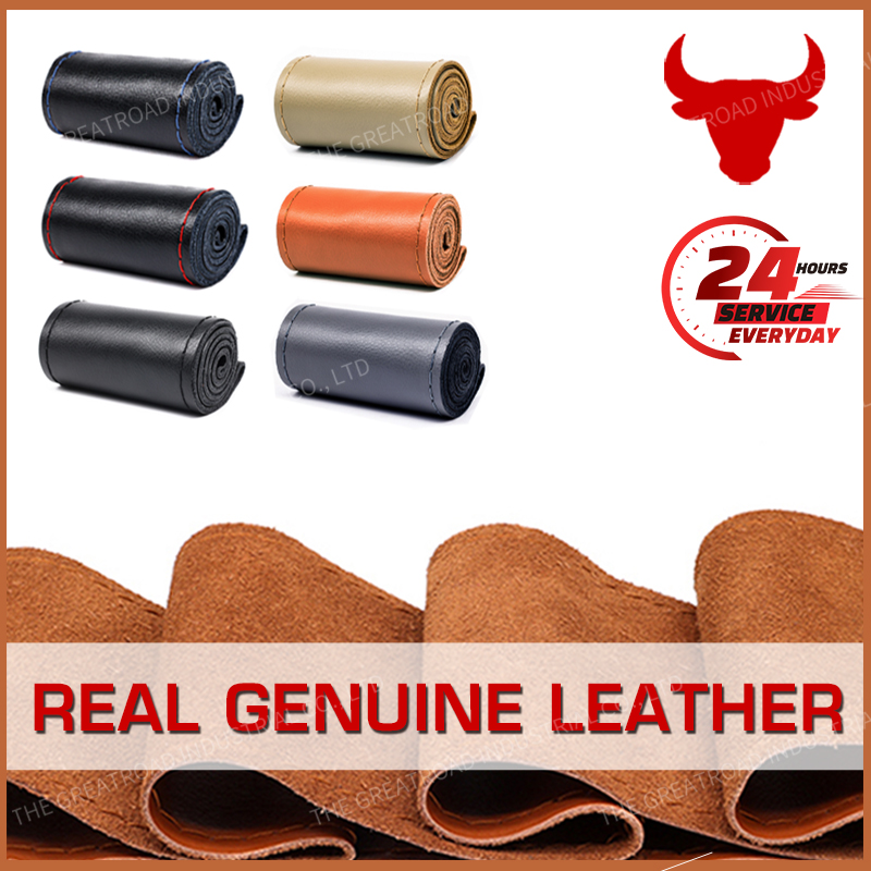 

38cm 15inch Real cowhide Genuine Leather Car Steering Wheel Braid Cover Hand-stitched Soft Non-slip Auto Interior car products
