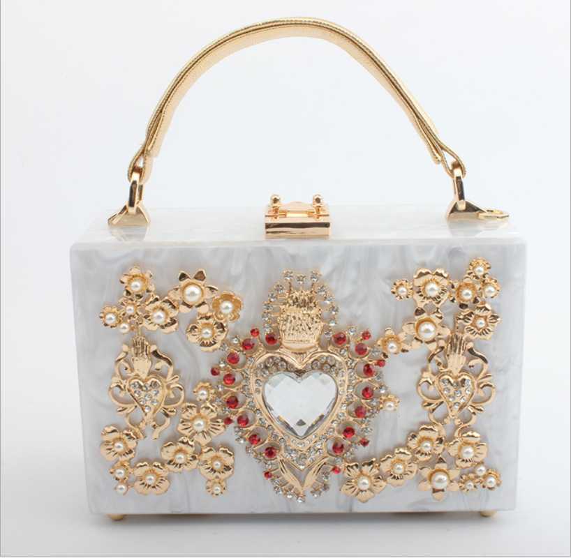 

Evening Bags White Clear Acrylic Purse Gift Box Clutch Luxury Handbags Women Designer Messenger Bag Travel Summer Heart Shape Hand BagsEveni, Color same picture