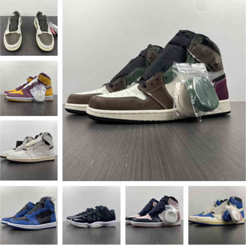 

High quality basketball shoes 1s 11S 4S Obsidian Chicago sneakers womens Turbine green white blue black yellow toes with box, 12