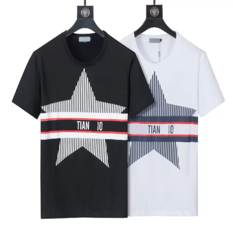 T shirts Polos for men cotton round neck double thread spring summer 22ss letter high street loose trend short sleeve male clothing