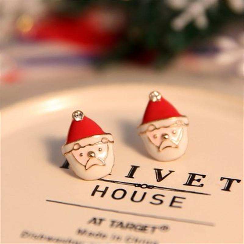 

Stud Christmas Earrings For Women Elk Tree Cute Cartoon Bell Santa Claus Ornament Gift BanquetStud