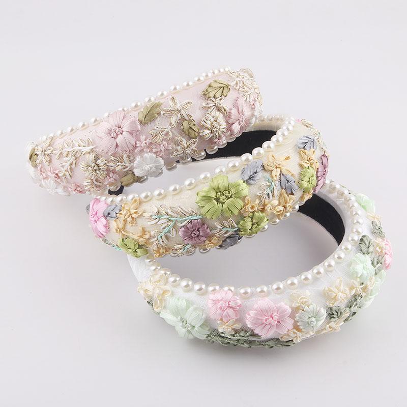 

Hair Clips & Barrettes Sponge Sewing Thread Flower Pearl Headband Fashion Baroque Gorgeous Exaggerated Knitted Gift Headwear 865