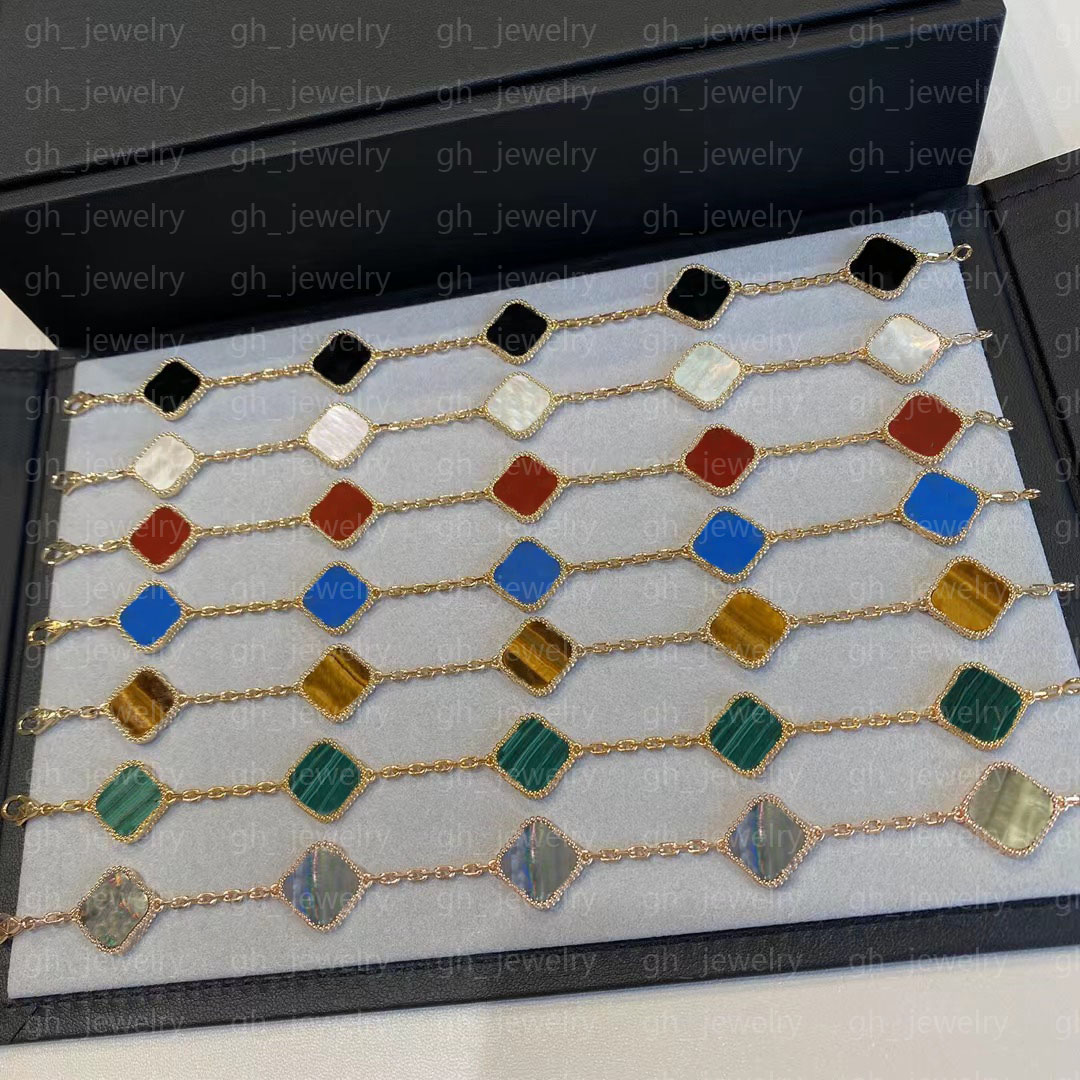 

Classic Four Leaf Clover Charm Bracelets 18k Gold mother of pearl Abalone Designer Bracelet Women Party Wedding Gift Jewelry