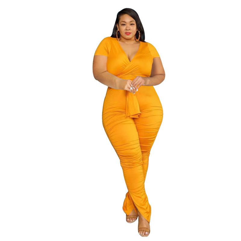 

Women's Two Piece Pants Cutubly Casual Suit Women Clothing Suits Lady Trouser Sets Bodycon Solid V-neck With Belt Fashion Sexy Tight 2022 Wo, Black