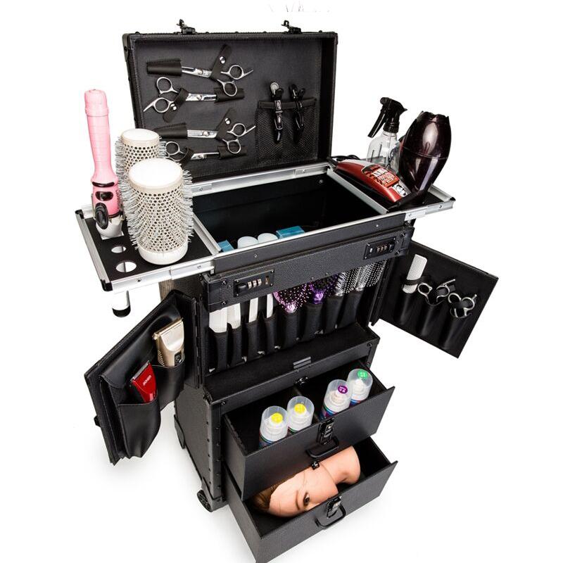 

Suitcases Large Capacity Hairdressing Trolley Cosmetic Case Rolling Luggage Bag Nails Makeup Toolbox Multi-layer Beauty Salons