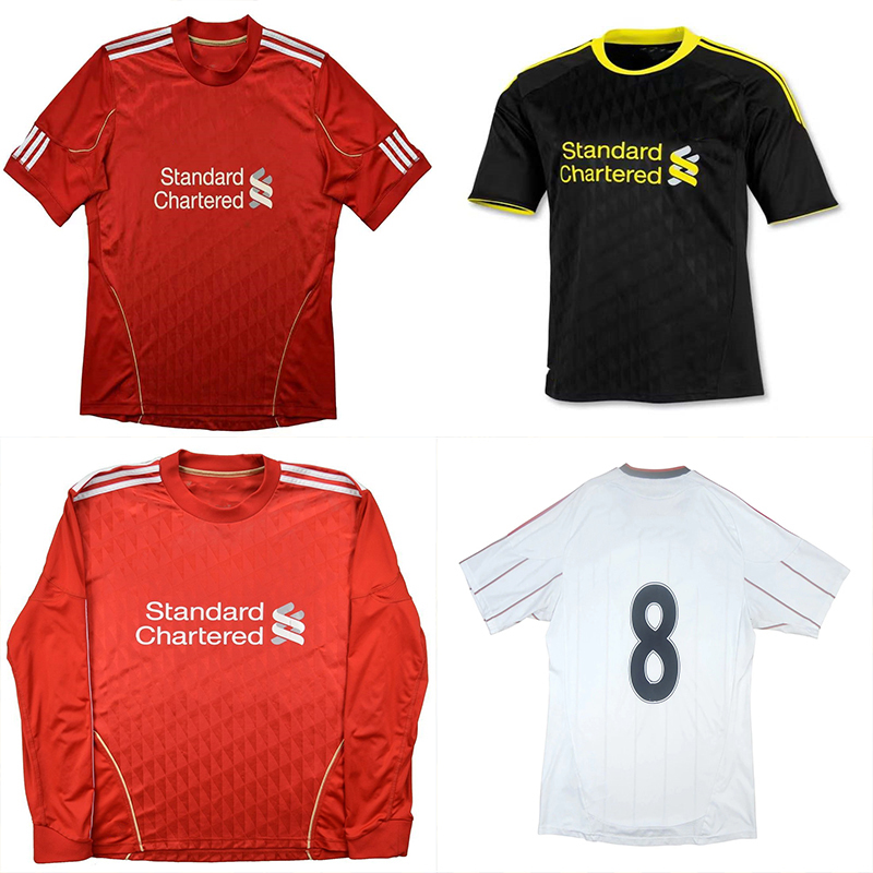 

10 11 12 Retro Soccer Jerseys GERRARD TORRES Carragher Vintage Jersey Meireles Agger Carroll Kuyt Third Away Black Maillot Foot Shirt Red Home Long Sleeve For Men, 10/12 home long+europa