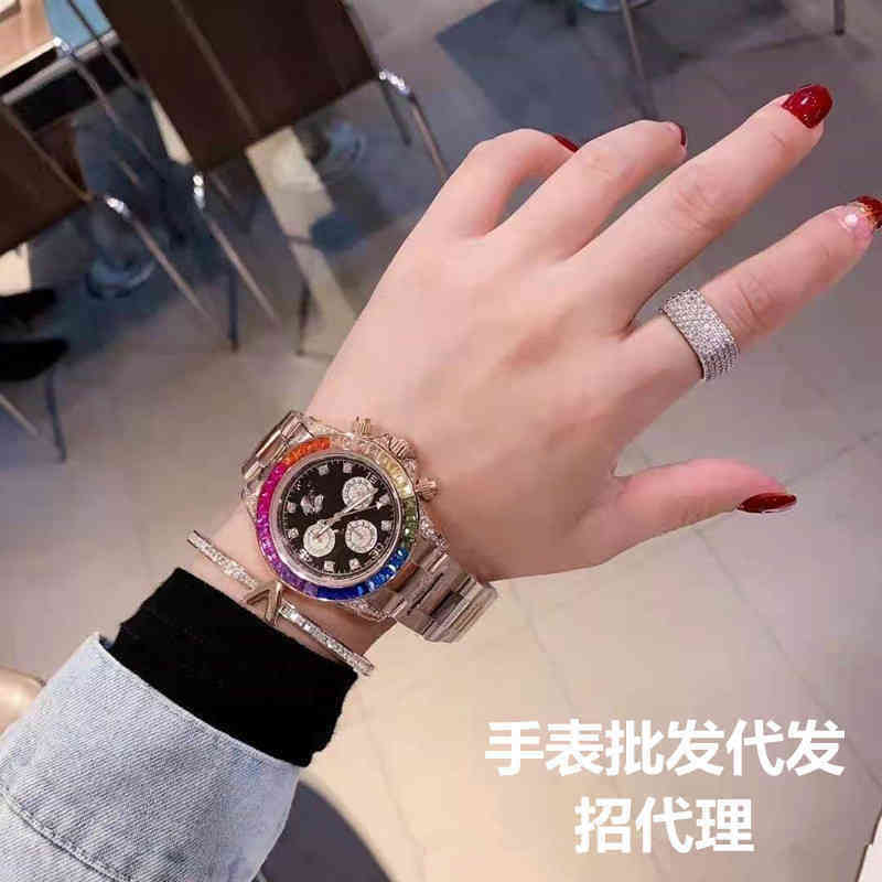 

Luxury fashion designer watches rainbow Di 7750 movement mechanical water men's chronograph VK17, White