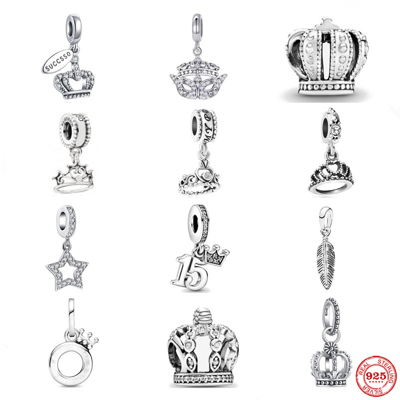 

925 Sterling Silver Dangle Charm NEW Amulet Imperial Crown Pendant Mask Beads Bead Fit Pandora Charms Bracelet DIY Jewelry Accessories