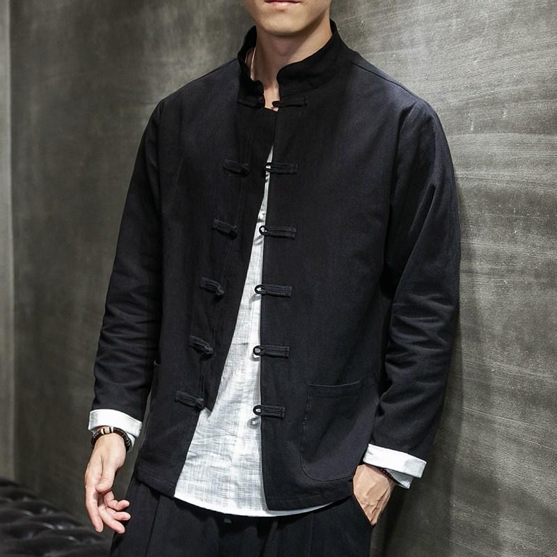 

Ethnic Clothing Cotton Linen Blue China Shanghai Male Oriental Mens Large Size Vintage Han Chinese Bomber Jackets Flax BuckleEthnic EthnicEt