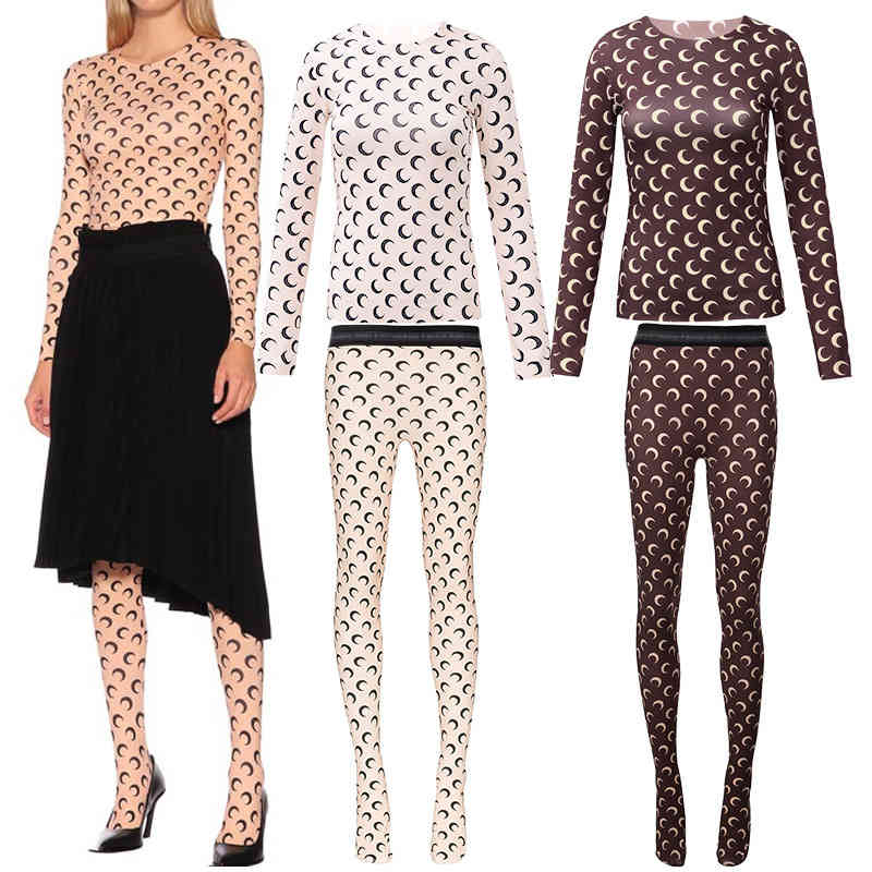 

Star Marine Moon Pantyhose Leggings Spring and Autumn Winter Outer Wear Slim High Waist, 3d nude pink cropped pants