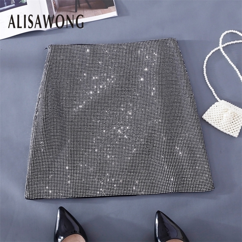 

Streetwear High Waist Skirt Women Spring Autumn Female Slim Sequins Mini Black Pencil Skirt Y200326