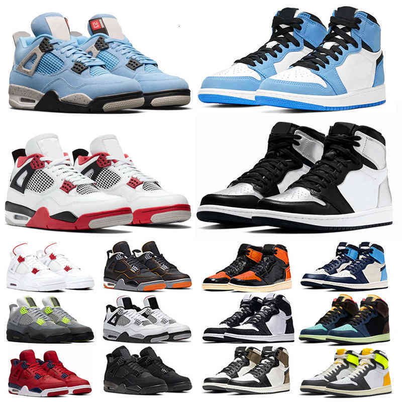 

Basketball Shoes men women 1s high OG 1 Silver Toe University Blue Obsidian Smoke Grey 4s Fire Red Black Cat mens athletic sneakers616P, #32 1s top 3 with black symbol_36-46