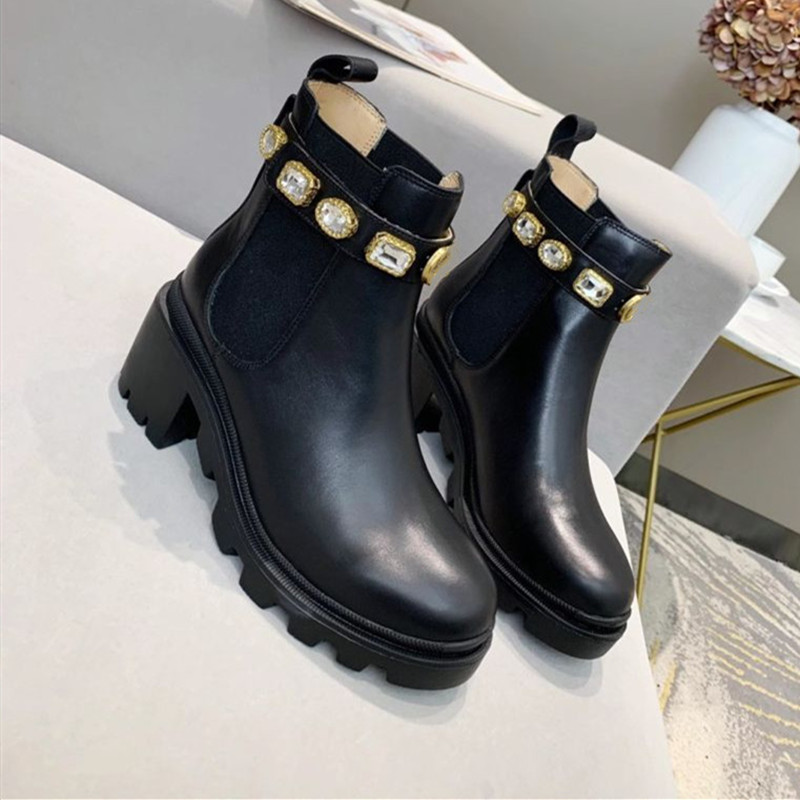 

Black Chunky Platform Lug Ankle Boots Leather Shoes Tire Bootie Block Heel Chelsea Martin Boots Heavy Duty Luxury Designer Brand Metal Toe Women's Boots, Blue