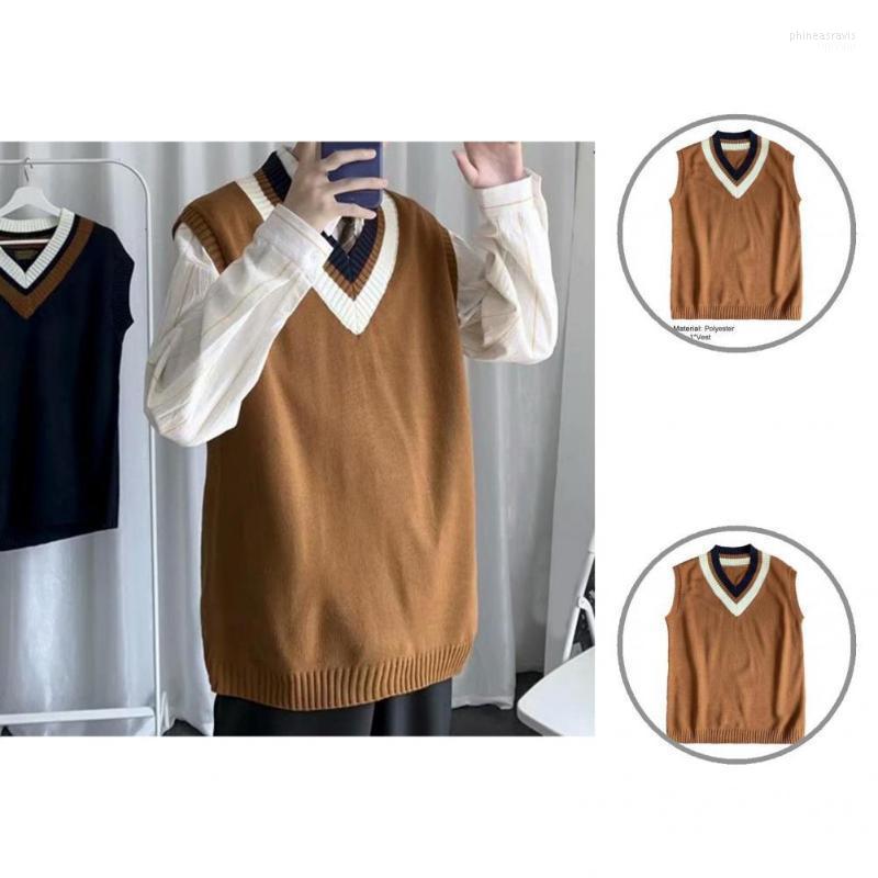 

Men's Vests Stylish Autumn Sweater Vest All Match Oversized Leisure Spring Phin22, Brown