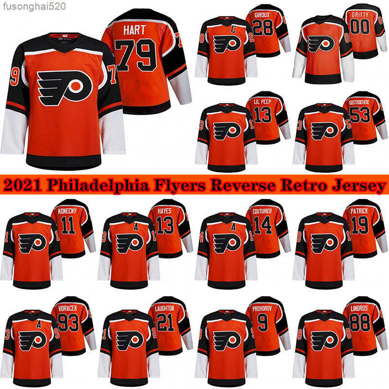 

28 Claude Giroux Philadelphia Flyers 2021 Reverse Retro Jersey 13 Kevin Hayes 23 Oskar Lindblom 79 Carter Hart 17 Wayne Simmonds Hockey nhl's Jerseys, Reverse retro orange 28 c patch
