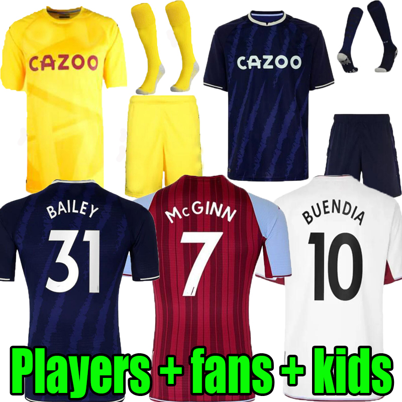 

21 22 Aston VillaesES COUTINHO soccer jerseys Buendia El Ghazi GREALISH WESLEY McGINN WATKINS SANSON MINGS goalkeeper Men + kids socks full set Football Jersey