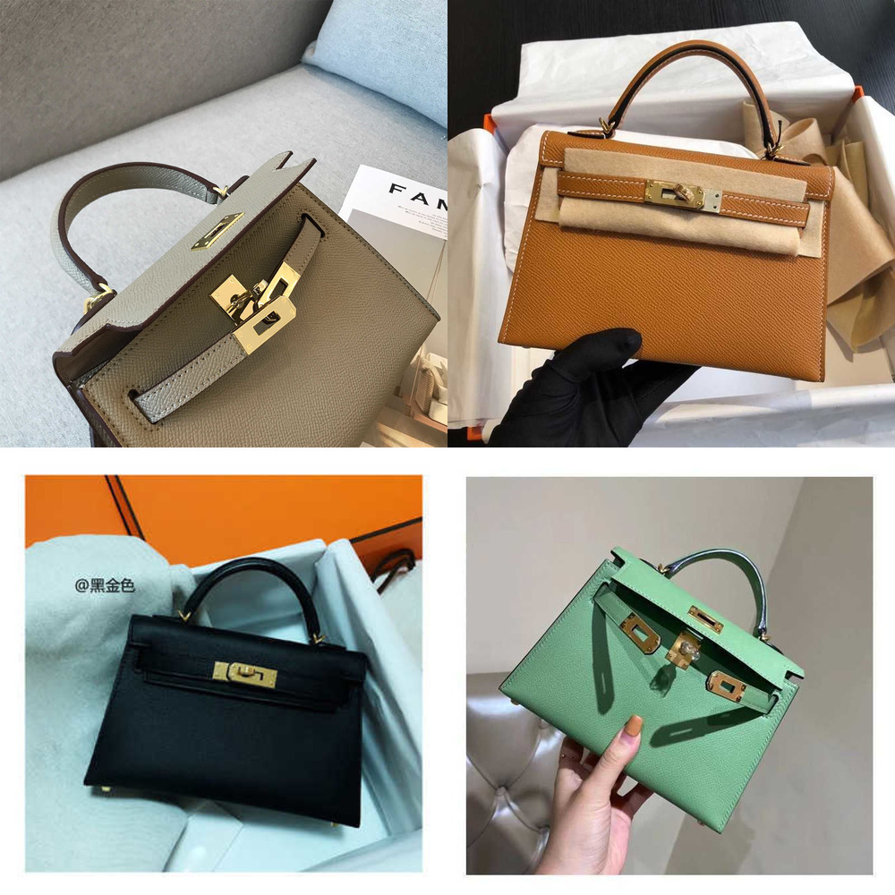 

Designer kellies bags top Mini Bag Single Shoulder Messenger Handbag genuine leather, Black palm leather