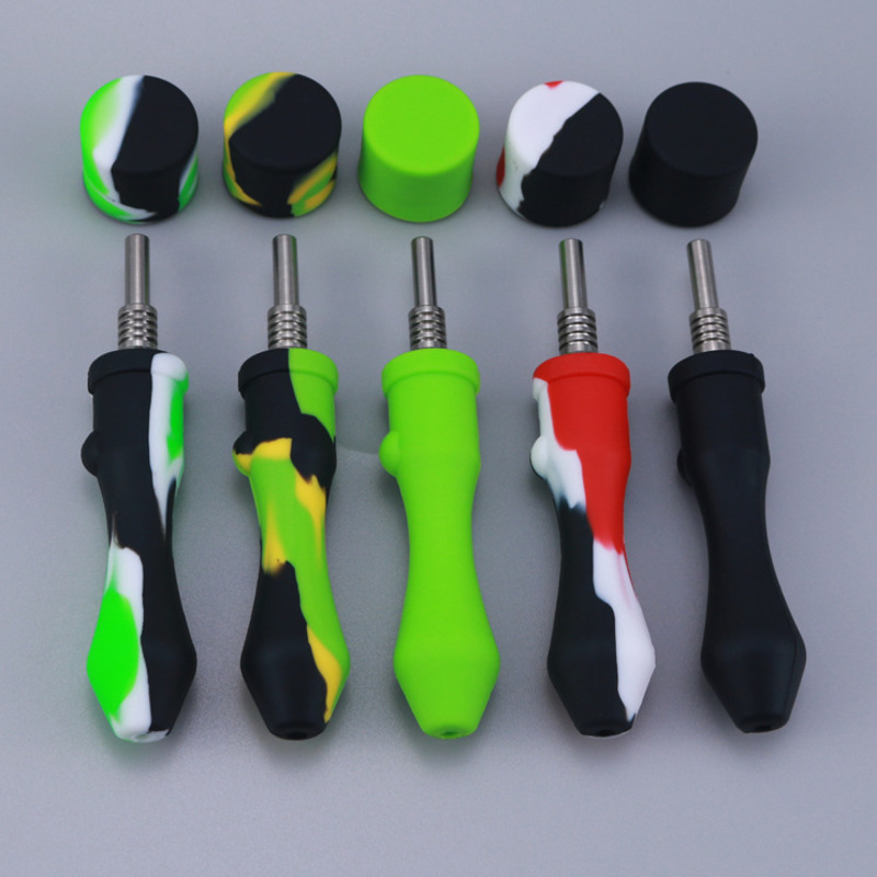 

UPS/DHL smoking Titanium Tips 10mm nector collector kit mini silicone tobacco pipes