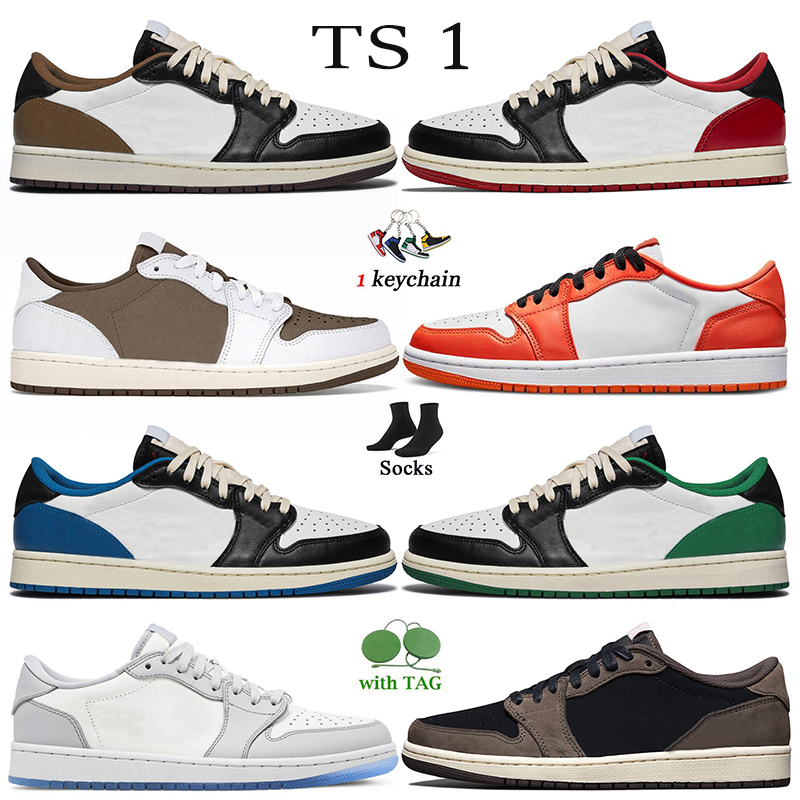 

2022 Women Mens Jorden1s Low Basketball Shoes Fashion Jumpman 1 Cactus Jack Dark Mocha Green 1s Black University Blue Diamond Grey Bronze Eclipse Trainers Sneakers, B5 grey fog bleached coral 36-46