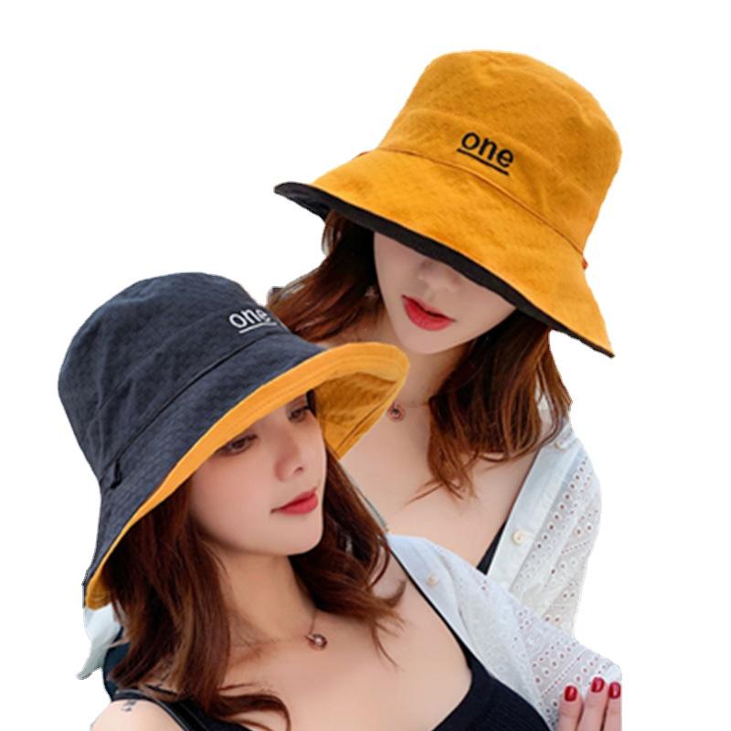 

Berets Women's Cotton Letter Embroidery Double-Sided Panama Bucket Hat Summer Outdoor Men Bob Fishing Cap Sunscreen Sun Fisherman HatsBe, Red