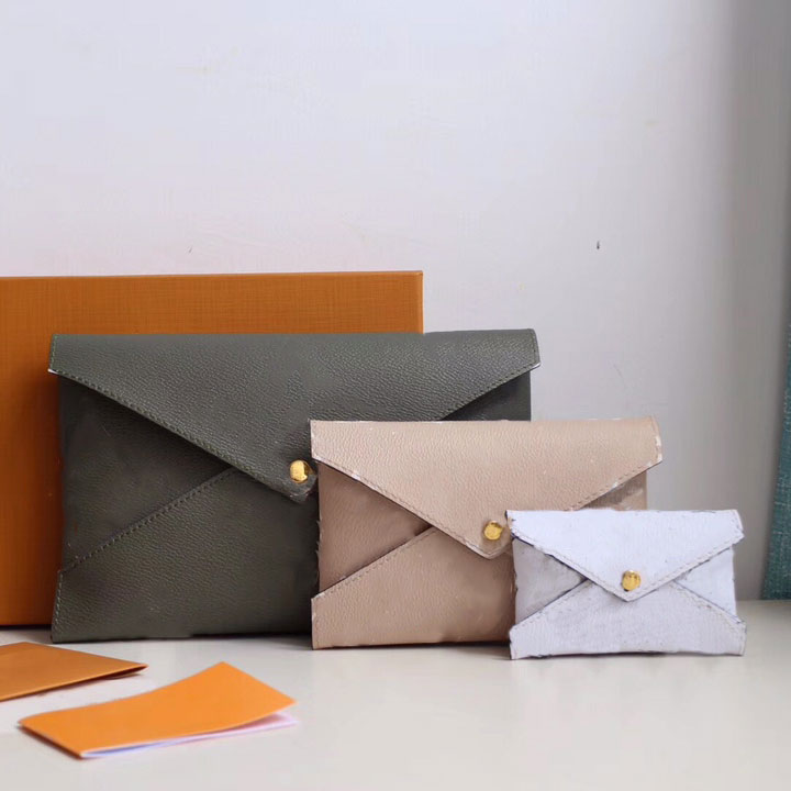 

Women's Genuine leather coin purse short hasp 3 set Envelope Bag wallet Card holder Purses pochette Viutonity kirigami louise clutch Bags High Quality, Customize