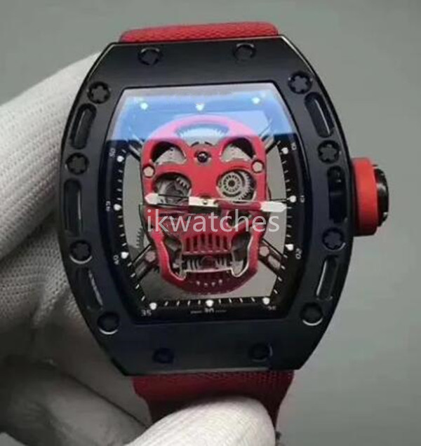 Man Watch Stainless Steel Watchcase Hardlex Crystal Hand-Winding Mechanical mens Watches Black Dial Rubber Strap 003-3-image-770041598