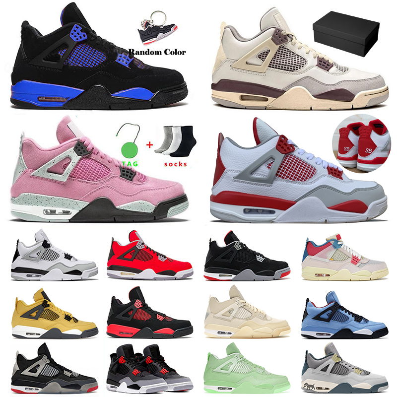 

2022 Top Quality Jumpman 4 4s Mens Womens Basketball Shoes Sail Green IV Black Cat Infrared Craft Blue Thunder University Blue High Red Sports Sneakers Trainers, D20 40-47 white
