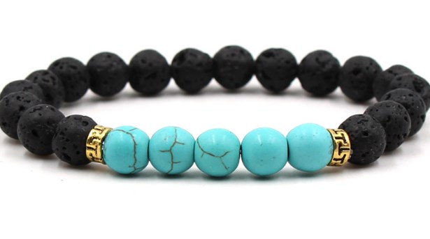 

Fashion Strands Natural Stone volcanic stone Tiger Eye Amber Crystal adjusted Bracelet elastic s34ha