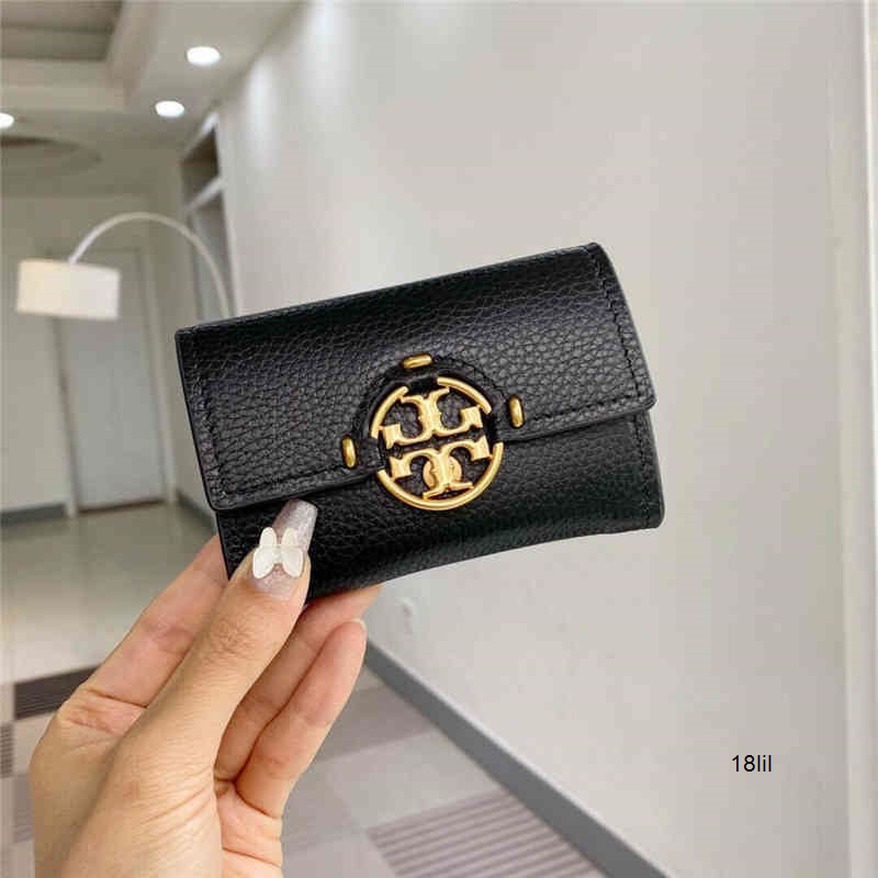 

Designer Women BagsBurchs Torys spring and summer 2021 79394 Mini Wallet litchi grain cowhide cross section 30% off holding ladys zero wallet, Black