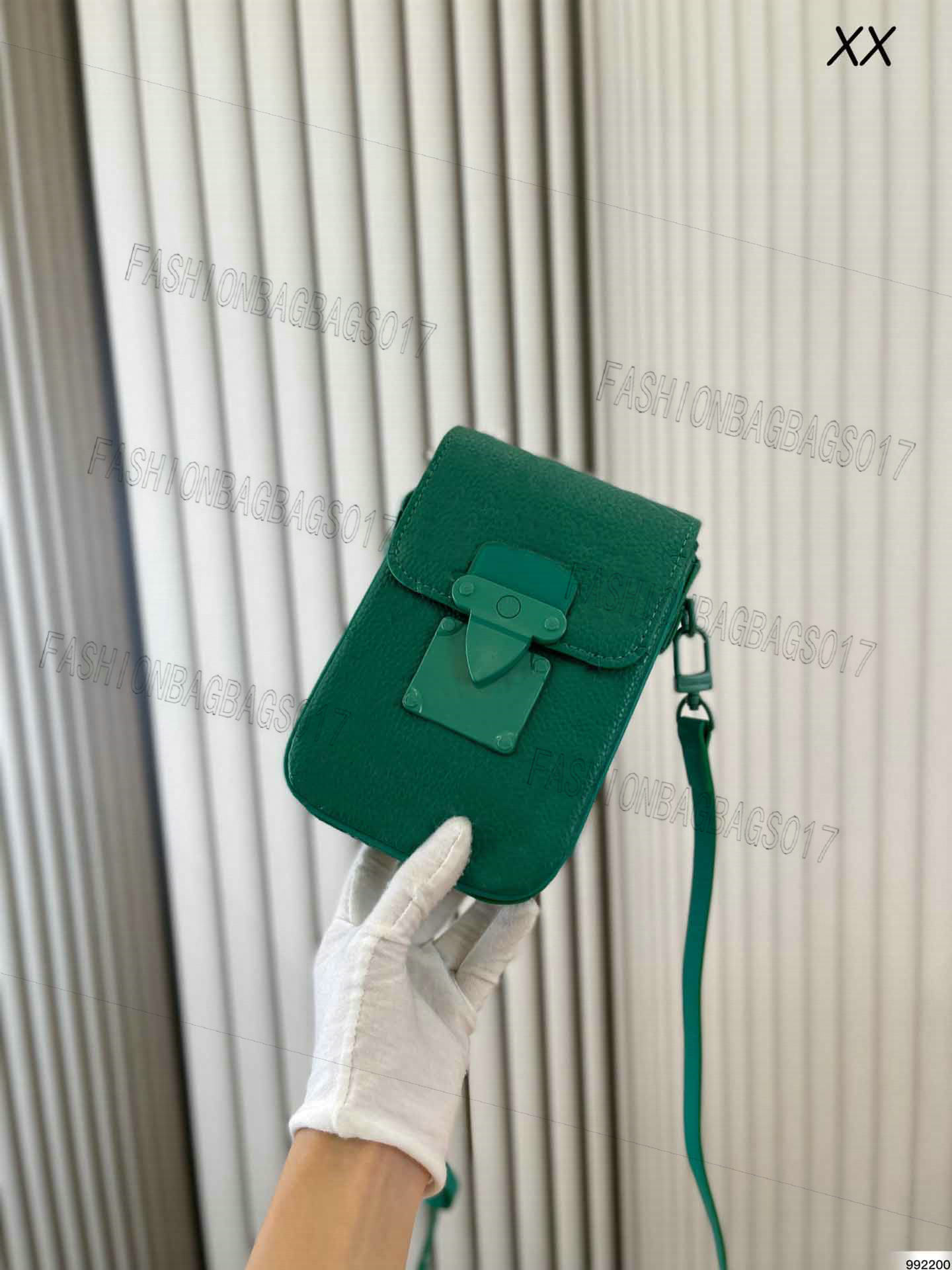 

Men's Verticals Wearables Mini Bag Purse Historic Trunk locks Mobile Handbag Leather Monograms HASP Closure Flap Adjustable and Removable Strap Crossbody Bags