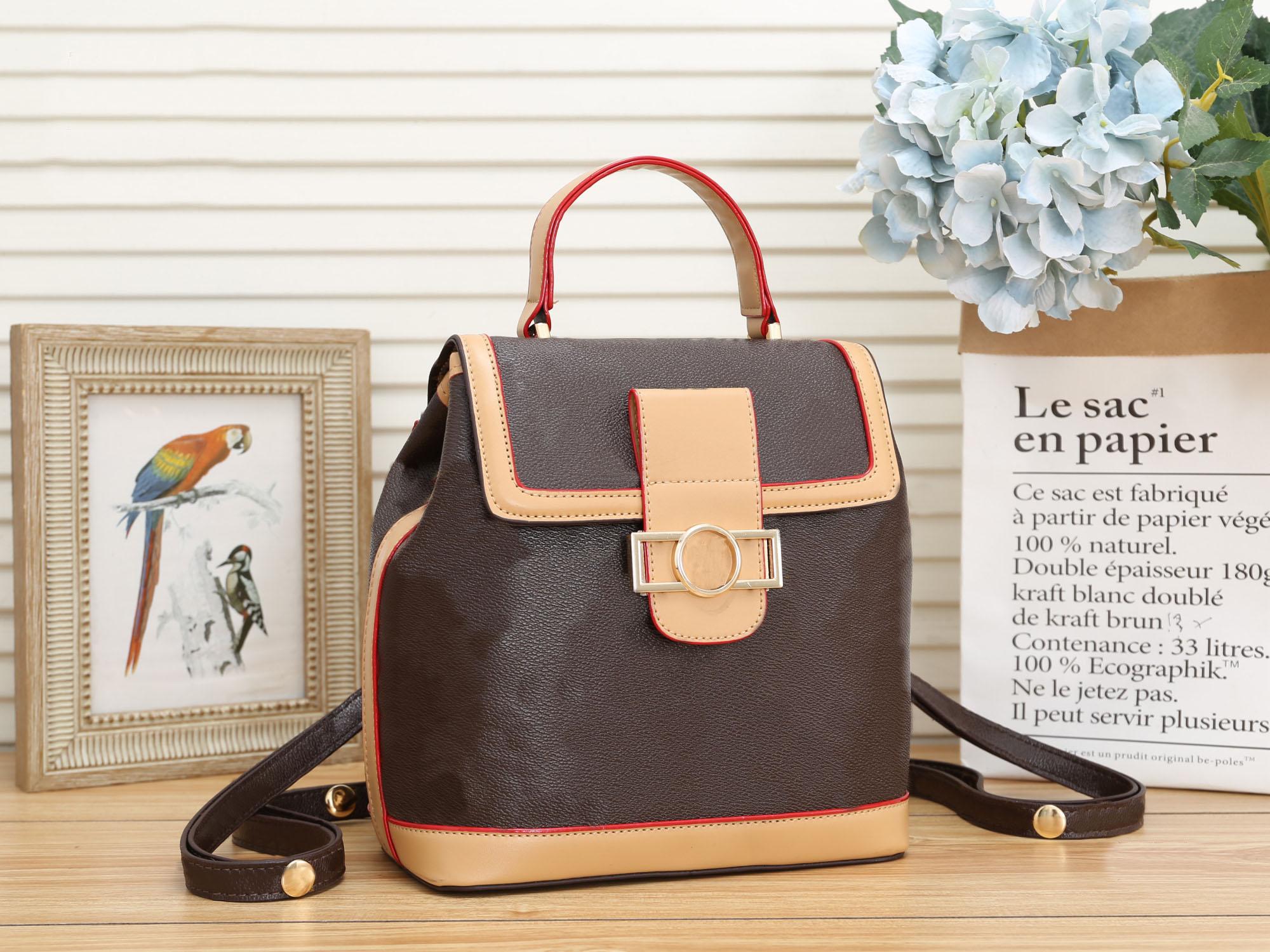 TZ Classic Ladies Small Backpack Men's School Bags Shoul der Bag Detachable Shoulder Strap Letter Flower Pattern pu Leather portable Bag Dau