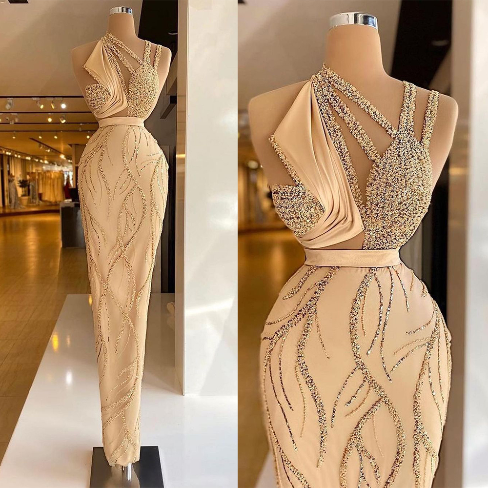 

Sleeveless Chic Stunning Celebrity Evening Dresses Halter Straight Prom Dresses Lace Appliques Floor Length Party Women Formal Pageant Gowns, Gray