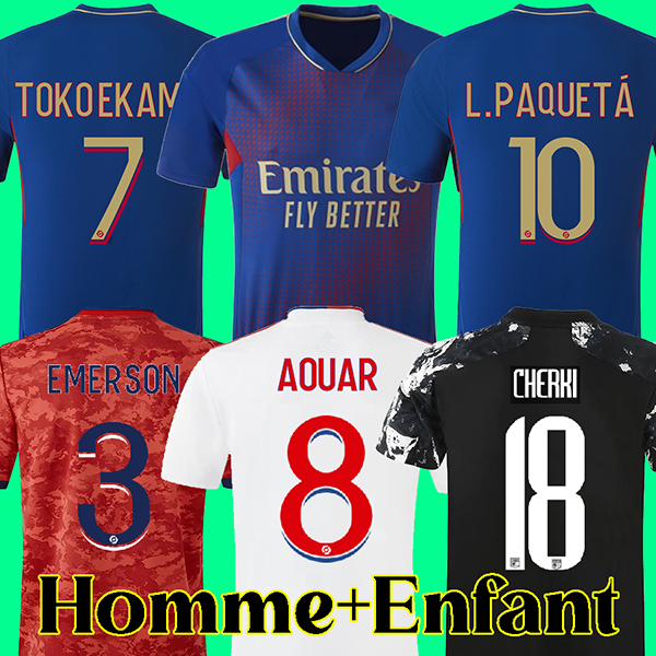 

21 22 Maillot de foot lyon PAQUETA NDOMBELE CHERKI AOUAR soccer jersey 2021 2022 EMERSON football shirt OL men kids kits, Third