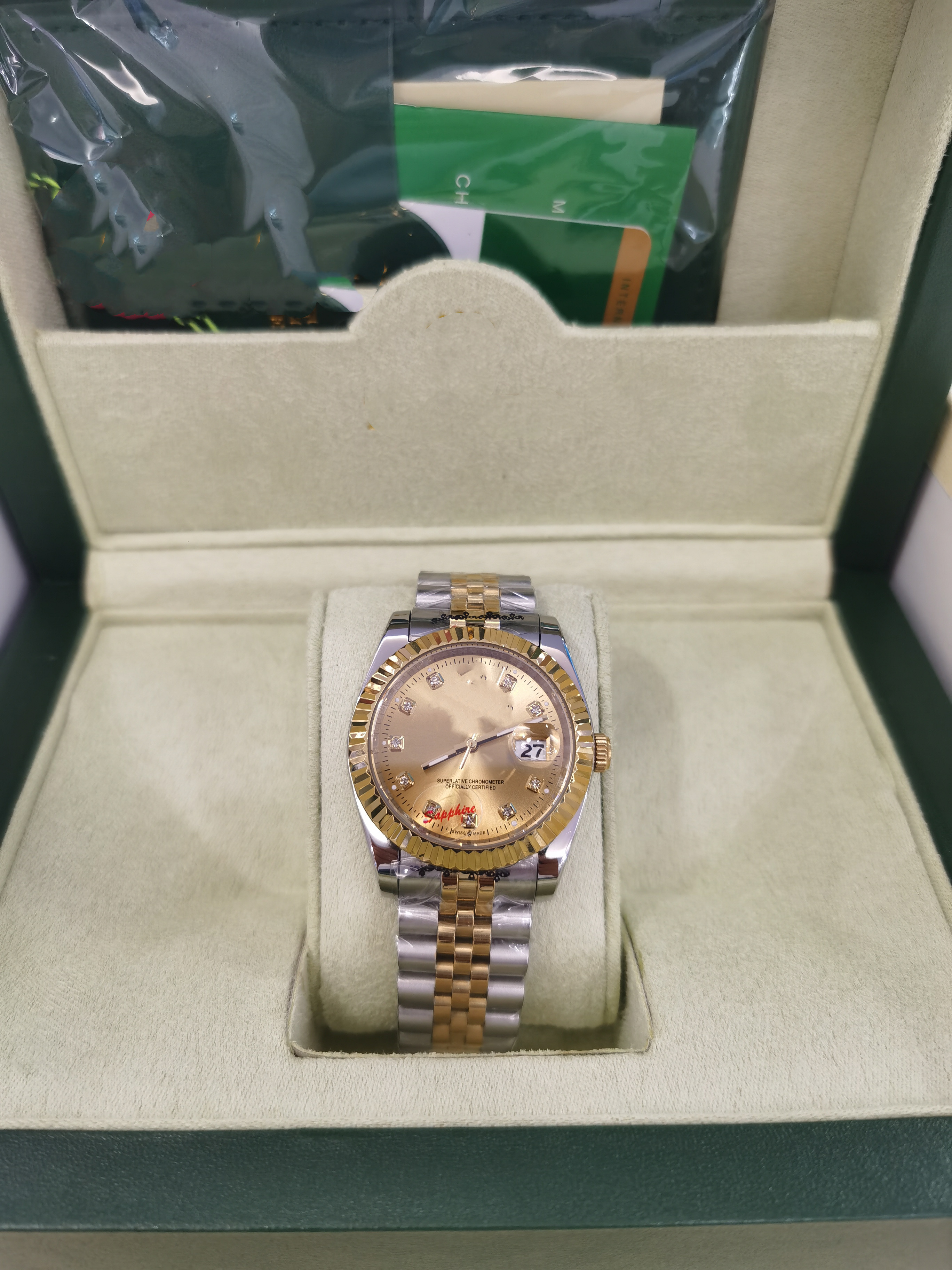 

With original box 26mm 31mm 36mm 41mm Woman Mans watch Datejust 116233 Date President 18K gold Diamond Dial Asia 2813 Movement Mechanical Automatic Man's Watches 2850, Style 2 36mm