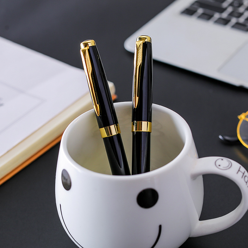 

Golden Fountain Pen text custom engraved Office school commemorate gift full metal pen Student writing stationery, Black