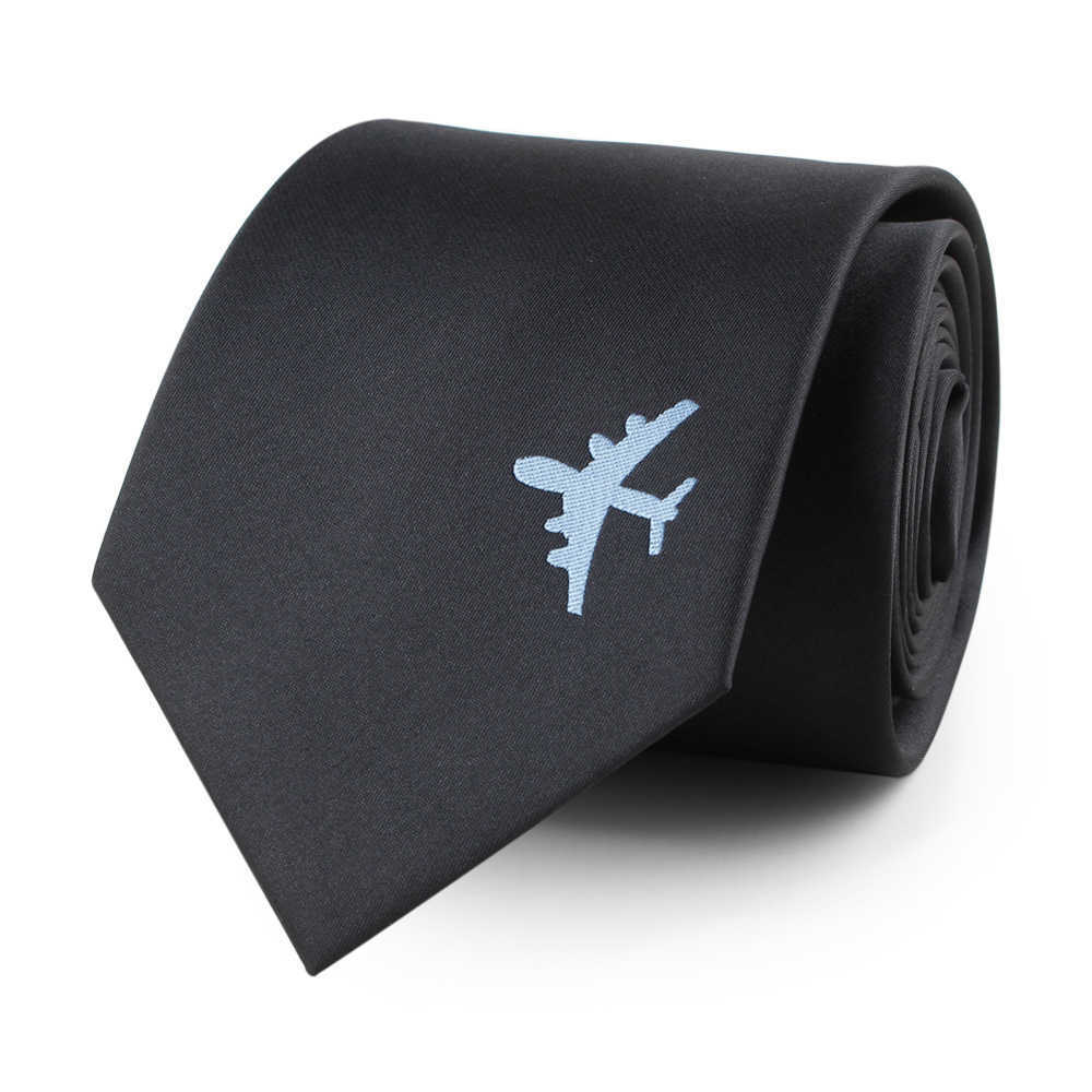 

VEEKTIE Fashion 8cm Air Plane Pattern Necktie Solid Black Business Handsome Cool Ties for men Aircraft Style Vestidos Cravate