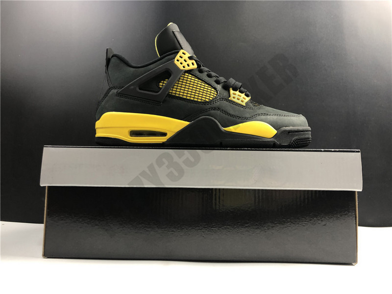 

er jumpman 4s black yellow man basketball shoes 4 un og real leather outdoor sneakers with box dc9533800, Thunder