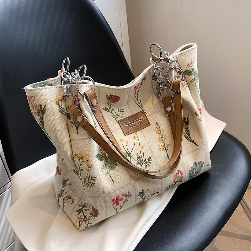 

Evening Bags Large Capacity Shoulder Bag Canvas Printed Crossbody Women's 2022 Trend Luxury Designer Handbag Purses And HandbagsEvening, White