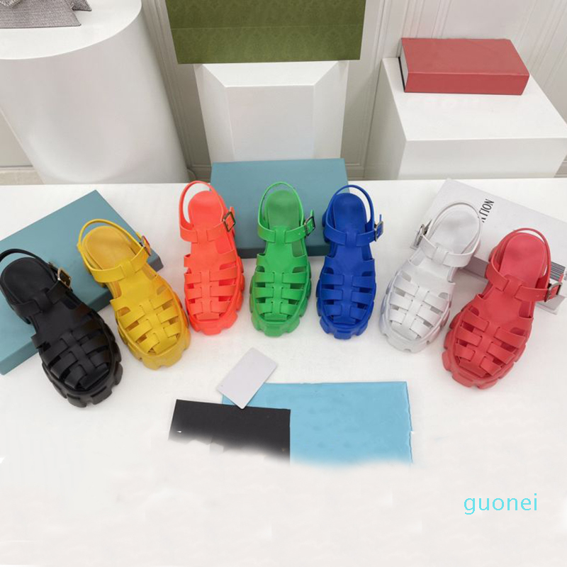 

Women Foam rubber sandals Designer Sandal Platform Slides Round Toe Slides Blue Fashion Girl Summer Outdoor Slipper with box Size 35-41 NO88, Color 1