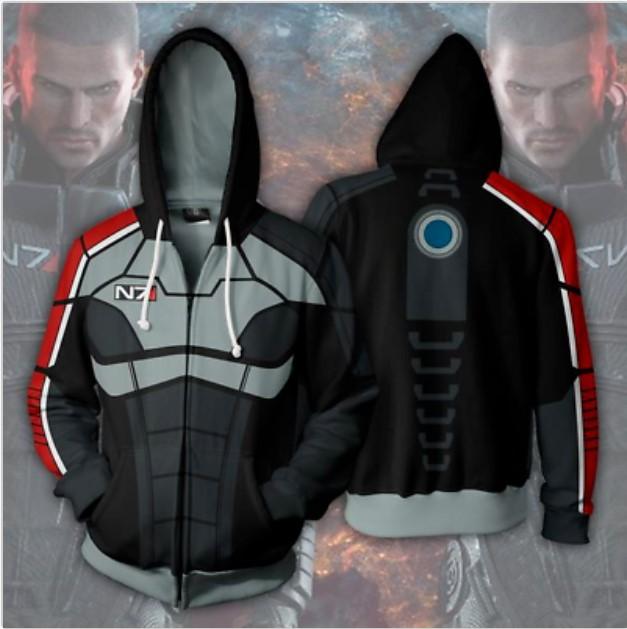 

Men' Hoodies & Sweatshirts Mass Effect JohnShepard N7 Cosplay Hoodie Hooded Sweatshirt Jacket Costume CoatMen, As pic