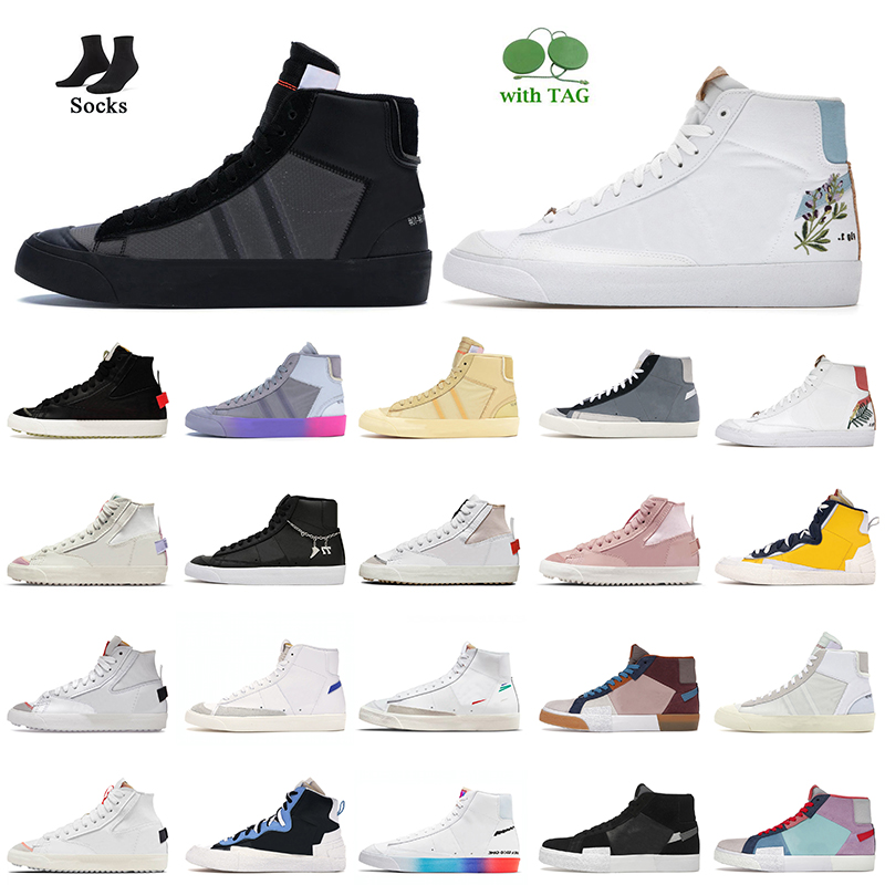 

Grim Reaper Indigo With Socks 2022 Fashion Women Mens Casual Shoes Blazer Mid 77 Vintage All Hallows Eve White Black ZigZag Pink Oxford Dark Russet Designer Sneakers, C75 mosaic 36-45