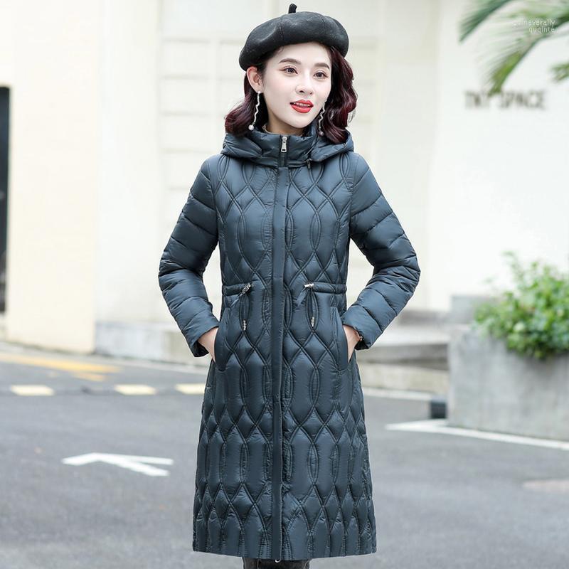 

Women's Down & Parkas 2022 Winter Jacket Womens Long Warm Solid Zipper Hooded Coats Female Loose Adjustable Waist Cotton Padded Outerwear Gu, Black