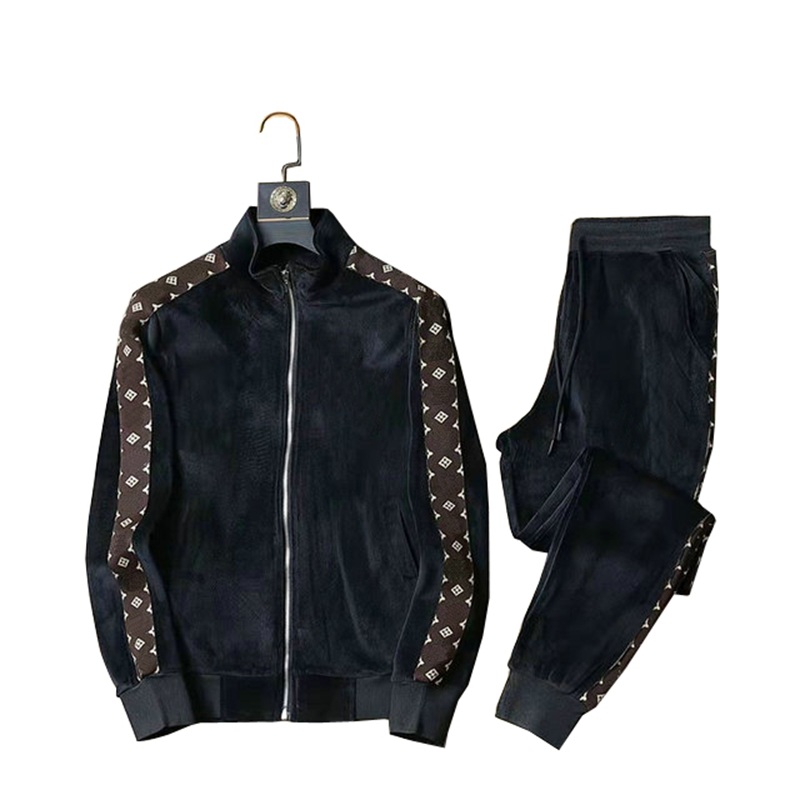 

New pattern Mens tracksuits sets Men Sweatshirts Suits designers Sports Jackets Fashion Slim Print Neck sportswear sizeM-XXXL, Black