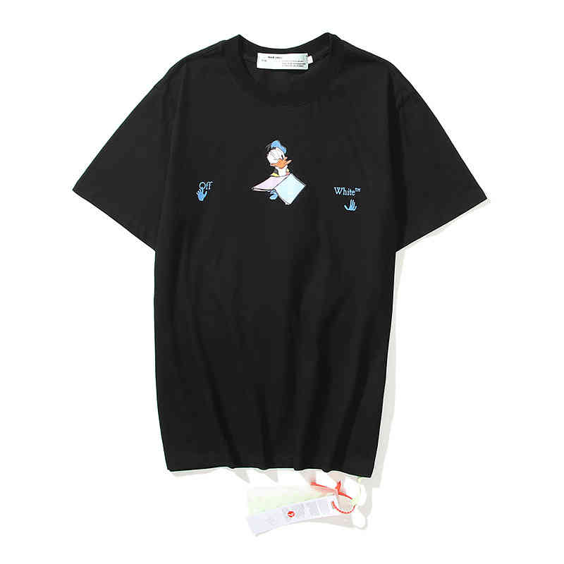 

New Fashion Trend Brand Short Sleeve Wholesale Off ed Cartoon Arrow Top Street Hip High Loose T-shirt, White