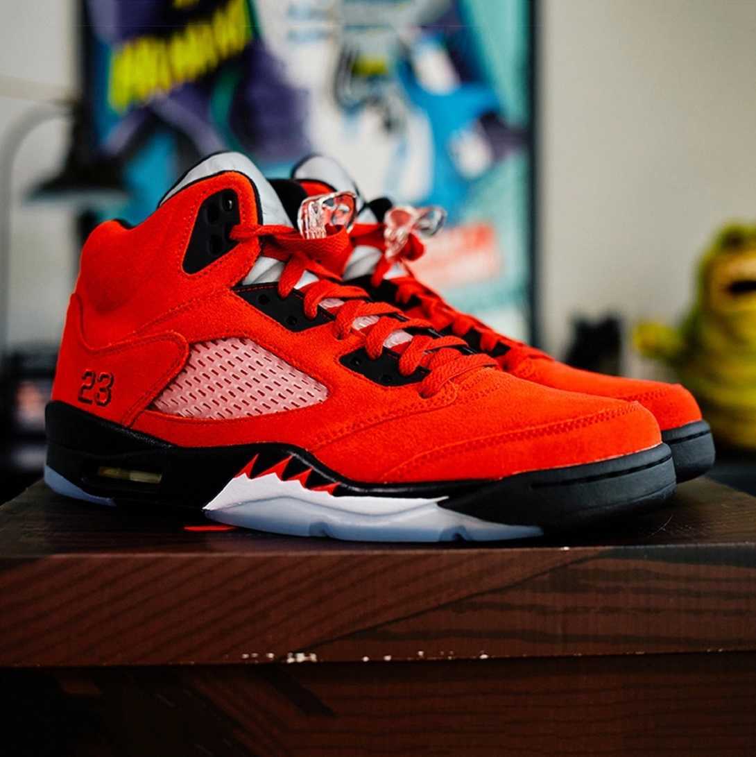

handsome raging bull 5 mens basketball shoes og 5s varsity red blue black white DD0587-600 men trainers sports sneakers 40-47, Color#1