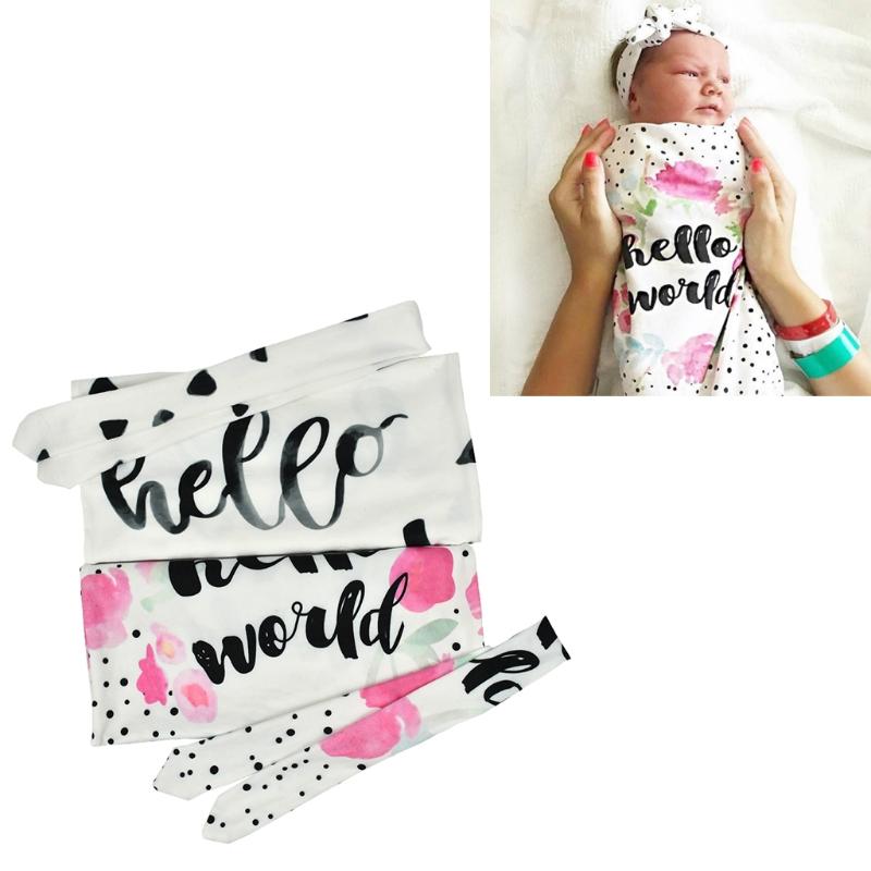

Blankets & Swaddling 2Pcs/Set Born Swaddle Blanket Baby Sleeping Bag Muslin Wrap Headband Po Props