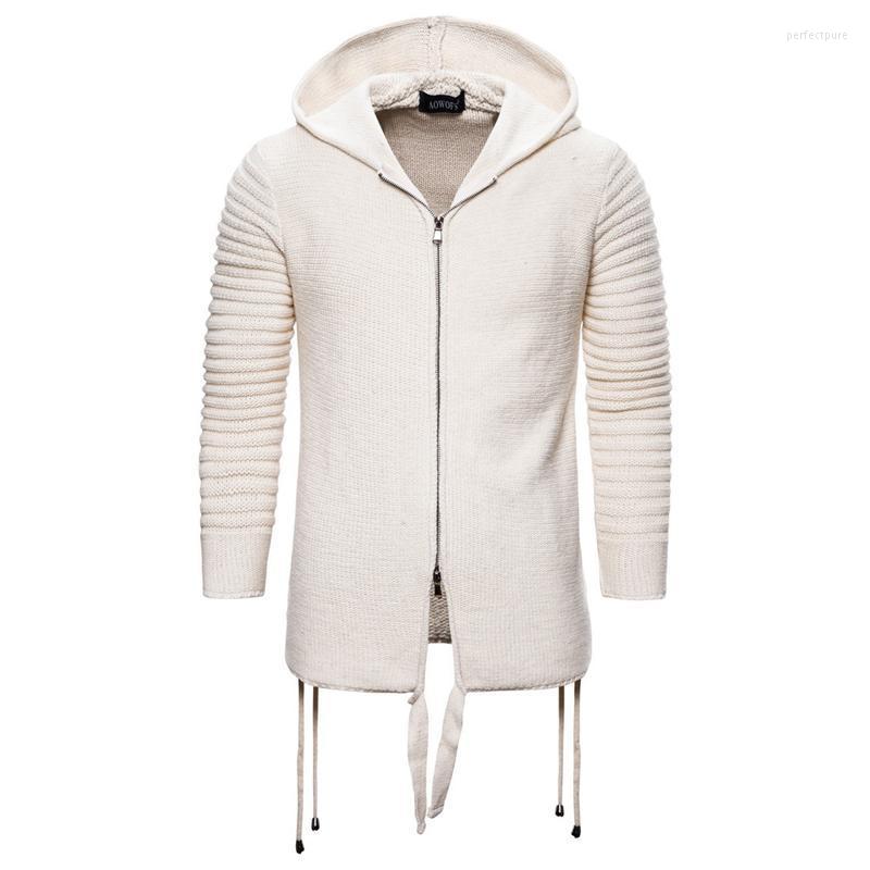 

Men' Sweaters Men Clothes Casual Coat Beige Striped Spliced Knitted Cardigan Full Zip Warm Winter Hooded Perf22, Agn