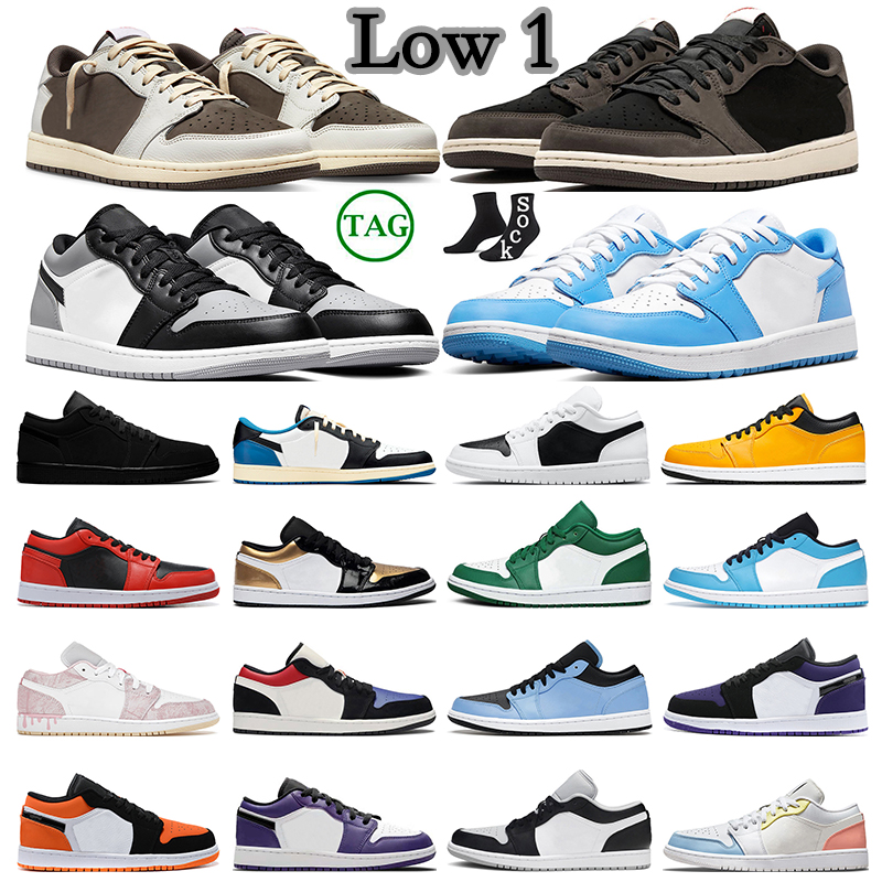 

Retro 1 Low Basketball Shoes For Mens Womens 1s Lows Travis Scotts Shadow Toe UNC Panda Paint Drip Mocha trainers sports sneakers, #32 top 3