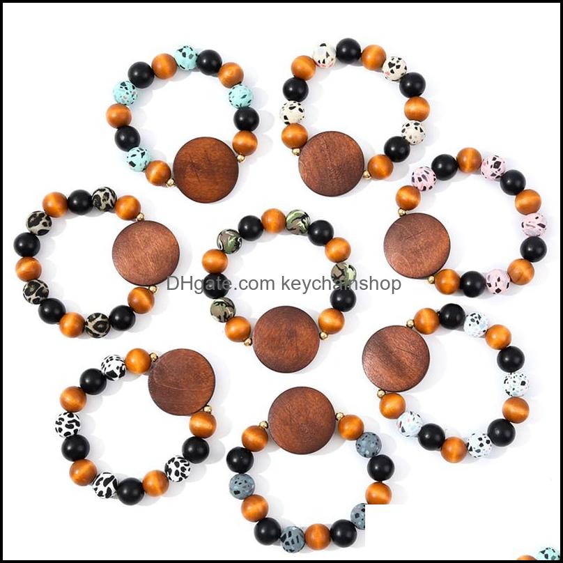 

Key Rings Jewelry Sile Beaded Bracelet 2021 Wholesale European And American Leopard Print Silica Gel Beadbead Elastic Personalize Dhenu